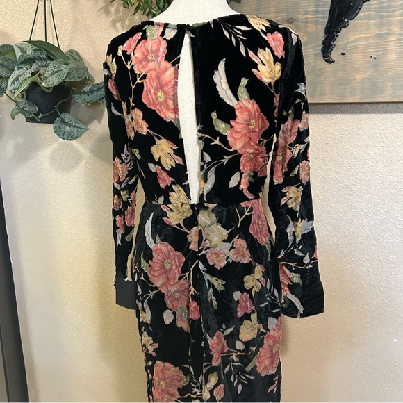 Lulus Glorious Aura Black Velvet Burnout Floral Maxi Dress Size Medium NWT - Picture 5 of 9